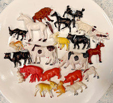 Lot Of 22 Vintage Small Plastic Toy Farm Animals Cow, Horse, Goat, Pig, etc