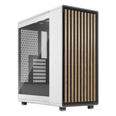Fractal Design North Chalk White Tg Clear Case mit Klarglasfenster ATX 2 Lüfter