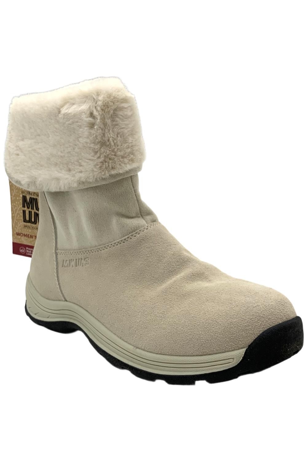Muk Luks Womens Water Repellent Suede Winter Boots Ariel Off White 6790₽