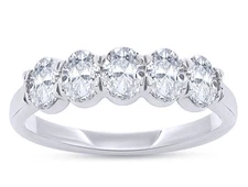 5.0 CTW Oval Lab Grown Diamond Wedding Band 14KT Gold For Wedding