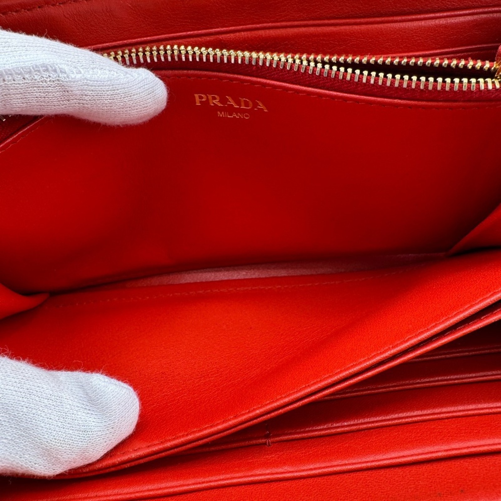 PRADA 1ML506 Round Vitello Move Long Wallet, Red, Women's GZl1f7uv thumbnail 11