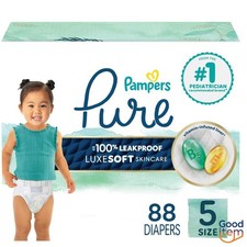 Pampers Pure Protection Diapers Pack - Size 5 - 88ct: 27 Lbs, Wetness Indicator