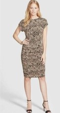 Vince Camuto Animal Print Shirred Sheath Dress XS New Soft Stretchy