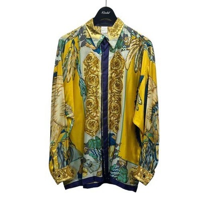 Versace Istante 100% Silk Shirt Vintage Native American Chief  46IT 36US Medium