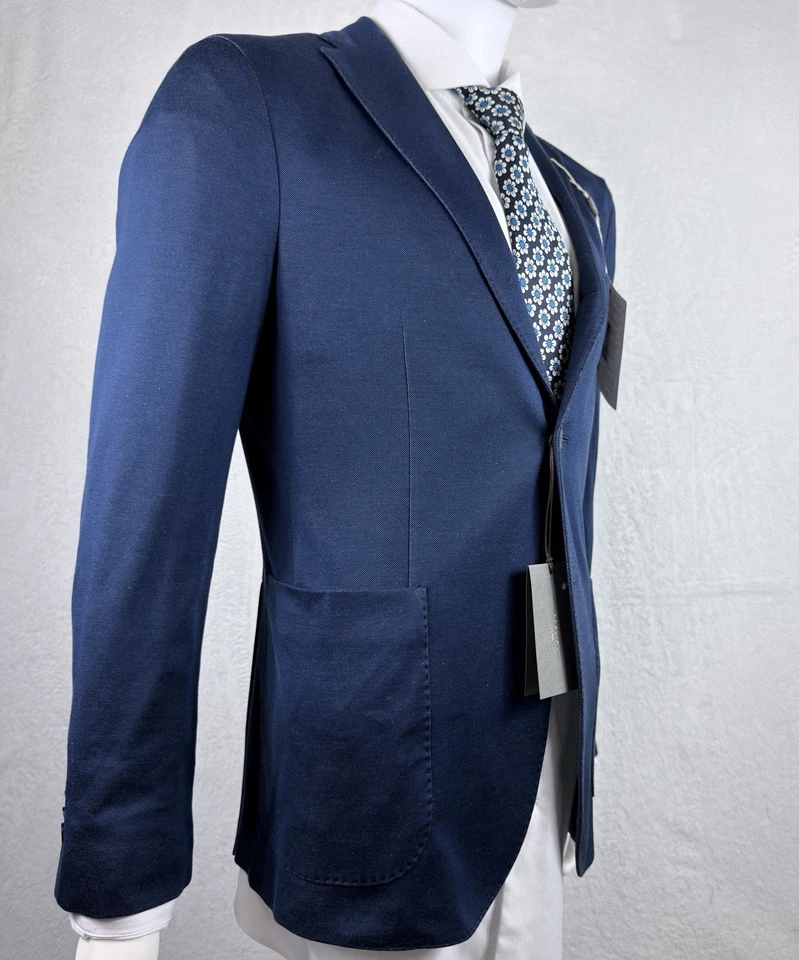 Chaqueta Boglioli K Azul Denim Look Lana Hop Saco Parche Bolsillo 50IT 40US Totalmente Nueva Foto 2 de 4