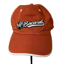 Bacardi Bat Rum 62 Orange Hat Embroidered Logo Cotton Adjustable Preowned