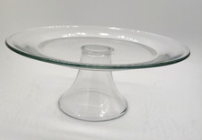 Cake Stand Clear Glass Pedestal Holiday Wedding Serving Plate 10 inch Vintage