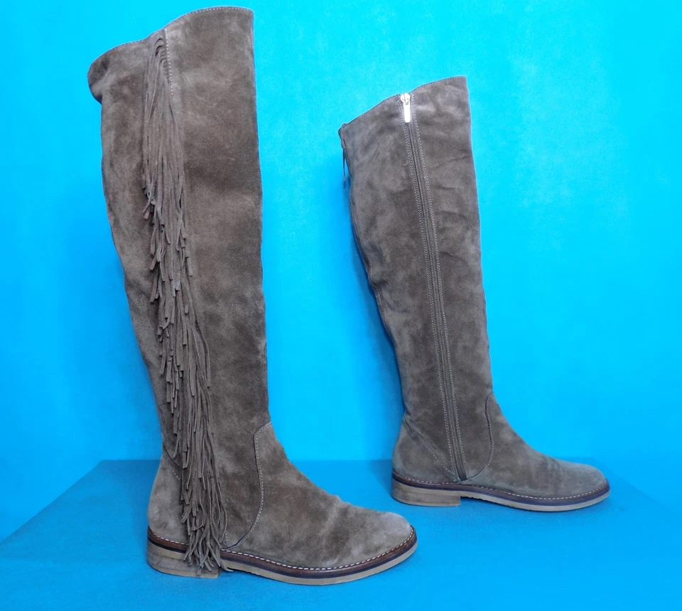 bottes cavalieres CATWALK  cuir suède a franges  marron clair  pointure 37 EU - Photo 1/4