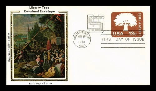 US COVER COLORANO SILK FIRST DAY OF ISSUE LIBERTY TREE REVALUED ENVELOPE