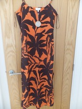 Apricot Silouette Tropicl Dress Orange and black Size 10  with Tags