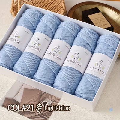 Alpaka Wolle Alpaca 5 x 100g 500g NS 5-7mm Strickgarn weich zum Stricken blau