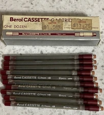 10 BEROL Cassette Cartridges w/ Eraser 0.7mm HB 15 Xtra-fine Micropolymer Leads