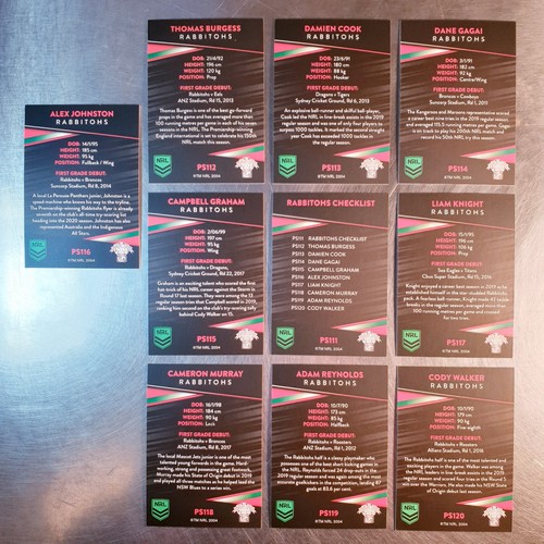 2020 NRL Traders Pearl Special South Sydney Rabbitohs Team Set (10 Cards) - Picture 3 of 3