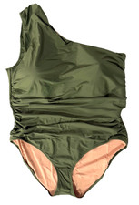 J .Crew Swimsuit Womens Size 24 Green Sleek Ruched One Shoulder One Piece