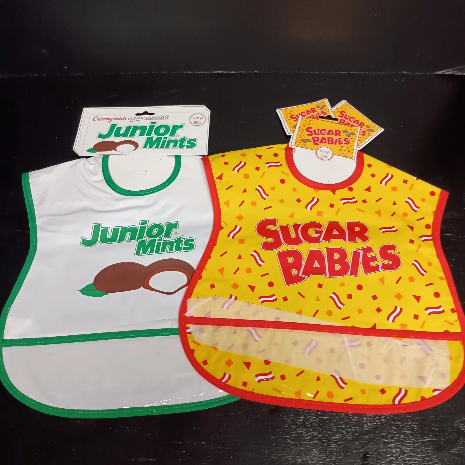 Vintage Lot Of 2 Vinyl Baby Bibs Candy Theme Jr Mints Sugar Babies NWT
Opens in a new window or tab