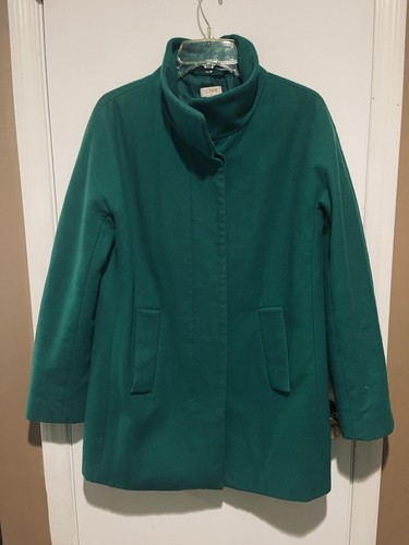 Abrigo para mujer J Crew Stadium Cocoon mezcla de lana talla 8 verde brillante Kelly Preppy - Imagen 2 de 12