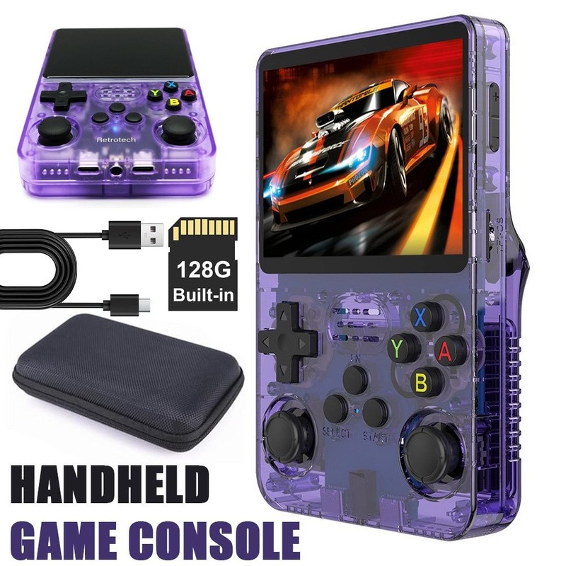 R36S Retro Handheld Video Game Console 3.5 Inch IPS Screen Portable 32GB+128GB