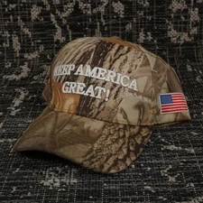 Keep America Great Hat Tan Camo American Flag Adjustable Political Baseball Cap