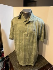 Under Armour Men  s Polo Shirt Olive Drab Camo Check XL - Poly Spandex - NWT