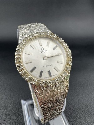 TITUS Vintage Damenuhr 24mm 17 Jewels Mechanisch Schmuckuhr Swiss Made