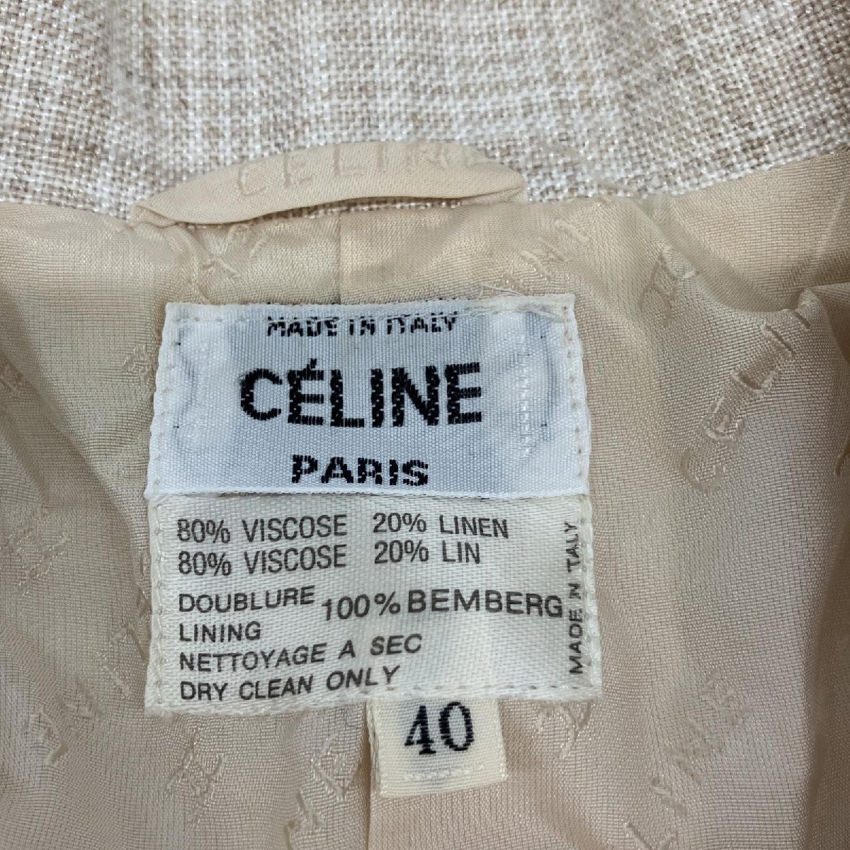 △△ CELINE Linen blend check pattern setup double … - image 3