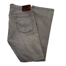 RRL Ralph Lauren Grey Slim Boot Cut Japanese Woven Shuttle Denim Jeans 34x31