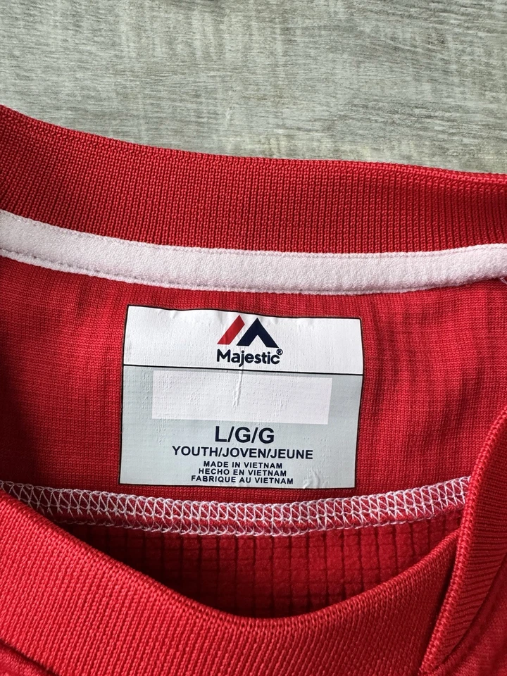 NWOT Majestic Youth RED On-Field Fleece Practice Pullover Size Youth large - Image 4 of 4