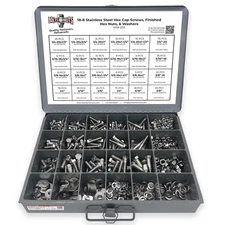 18-8 (304) Stainless Steel Hex Cap Screws Bolts Nuts Washers Assortment Kit - 57