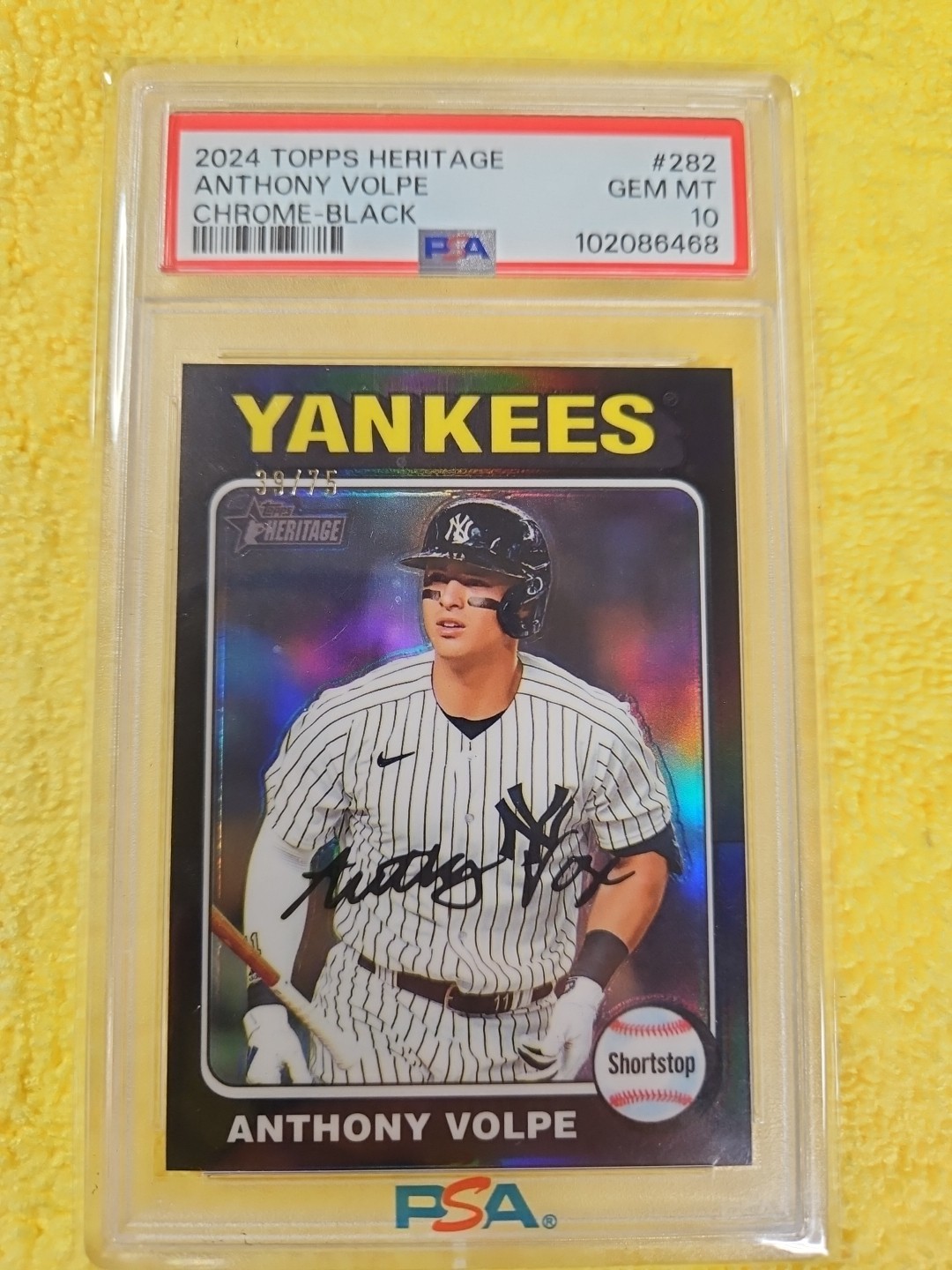 2024 Topps Heritage - Anthony Volpe Black Chrome Refractor 39/75  PSA  10  POP 9