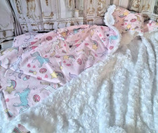 minky handmade unicorn princess flannel and minky crib blanket.