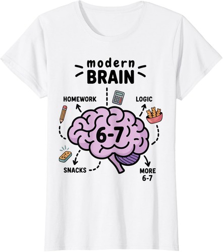 Funny Modern Brain Rot Science 67 Meme Six Seven Ladies' Crewneck T ...