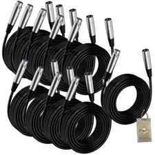 FAT TOAD - XLR Microphone Cables 10 PACK - 20Ft Wire Mic Cord Studio Patch Mixer