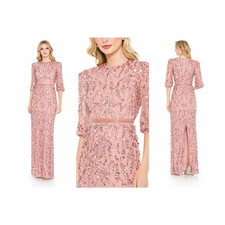Mac Duggal 93790 Rosewood Embellished Column Gown 3/4 Sleeves Size 6 $598
