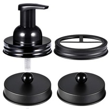 Mason Jar Bathroom Accessories Set 4pcs -Jars Not Included-Black Black