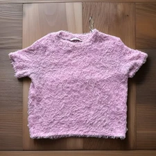 Zara Trafaluc Pink Fuzzy Knit Sweater Womens Cute 