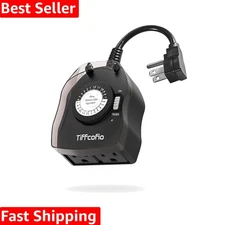 Waterproof 24-Hour Mechanical Outdoor Timer for Pumps & Lights - 15A Heavy Duty