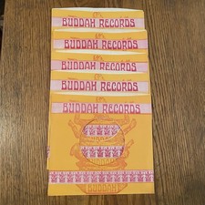 BUDDAH 45 RPM COMPANY SLEEVES, 5 TOTAL , ORANGE RED, USED, VERY NICE