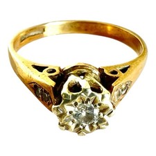 9ct Gold Diamond Solitaire Ring Hallmarked 2g Size J