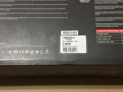 Corsair AX1500i PSU 80+ Titanium Full Modular Power Supply all Cables included