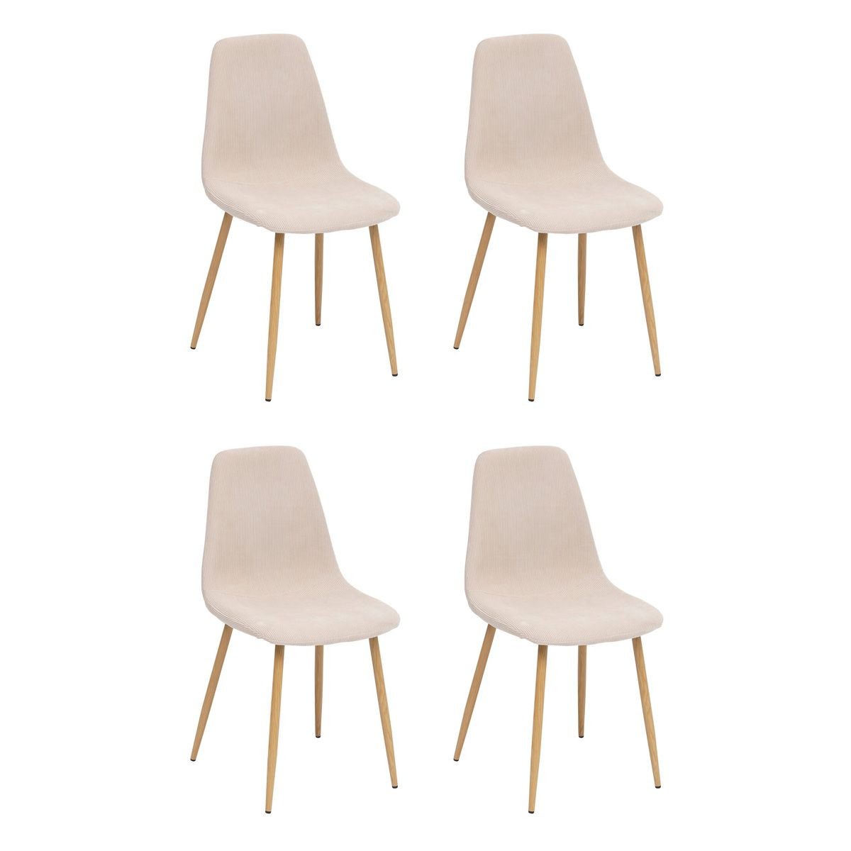 Chaises en velours côtelé beige haut de gamme Roka design chic lot de 4