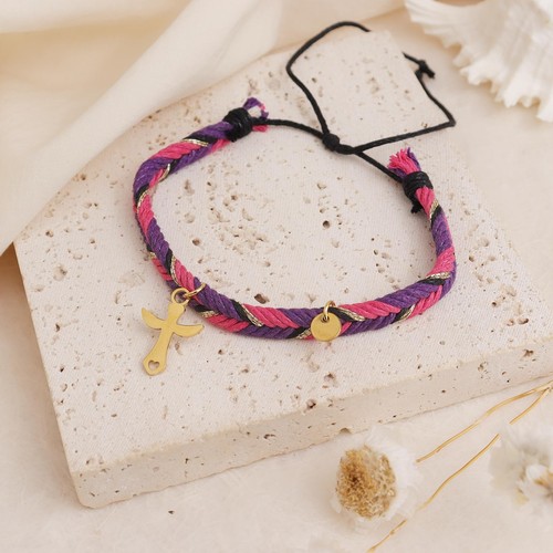 Bisexual Lesbian Pride Bracelet for Women, Adjustable Anchor Cross Charm Bracele - Picture 5 of 7