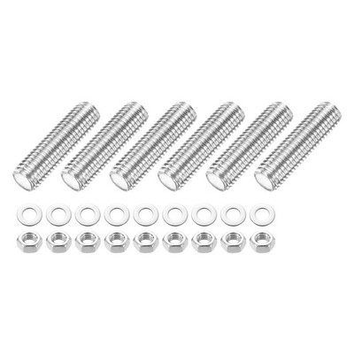 6pcs 201 Stainless Steel Threaded Bar M14 x 50mm for General Use