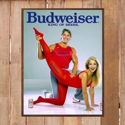Heather Thomas & Arnold 1980 Vintage Style Budweiser Beer Poster 18x24