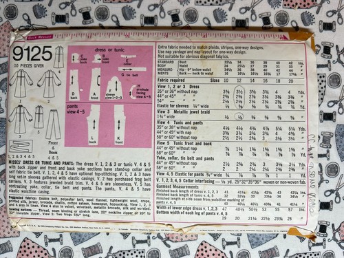 Simplicity Pattern 9125 Misses Dress Tunic & Pants Size 12 Bust 34 Cut Complete - Picture 2 of 4
