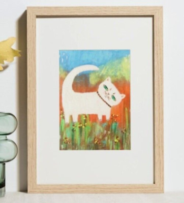 Buy 2 Get the 3rd FREE, Art PRINT of Original Painting, Folk Art, Cat Art