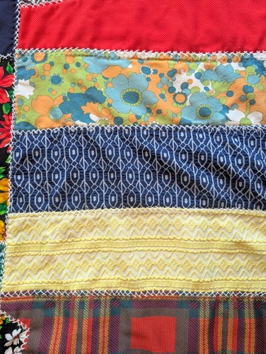 Vintage Patchwork Quilt Blanket Bright Colors Handmade 81.5x69.5" - Picture 6 of 24