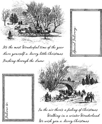 Tim Holtz Cling Stamps 7''X8.5''-Scenic Holiday