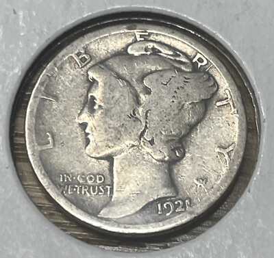 Old Man Duffy d Scarce 1921 Mercury Collector Silver Dime Good+ Collector Item