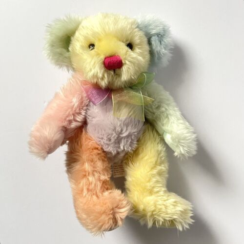 First & Main Sherbet Color Block Stuffed Teddy Bear Plush Toy 12" Pastel Rainbow - Picture 3 of 11