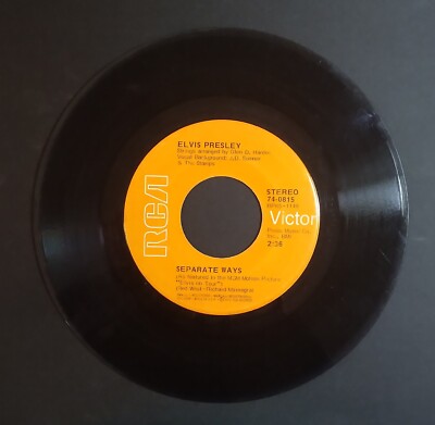 Elvis Presley "Separate Ways" 45 RPM Vinyl Record (1972) RCA 74-0815 ...